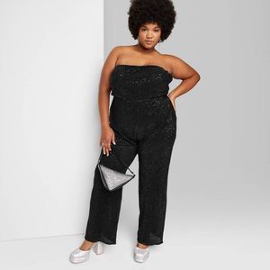 Women's Tube Sequin Mesh Jumpsuit - Wild Fable Black XXL